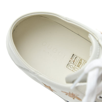 Gucci Calfskin Bee Star Embroidered Sylvie Web Ace Sneakers 35 White 6 of 20