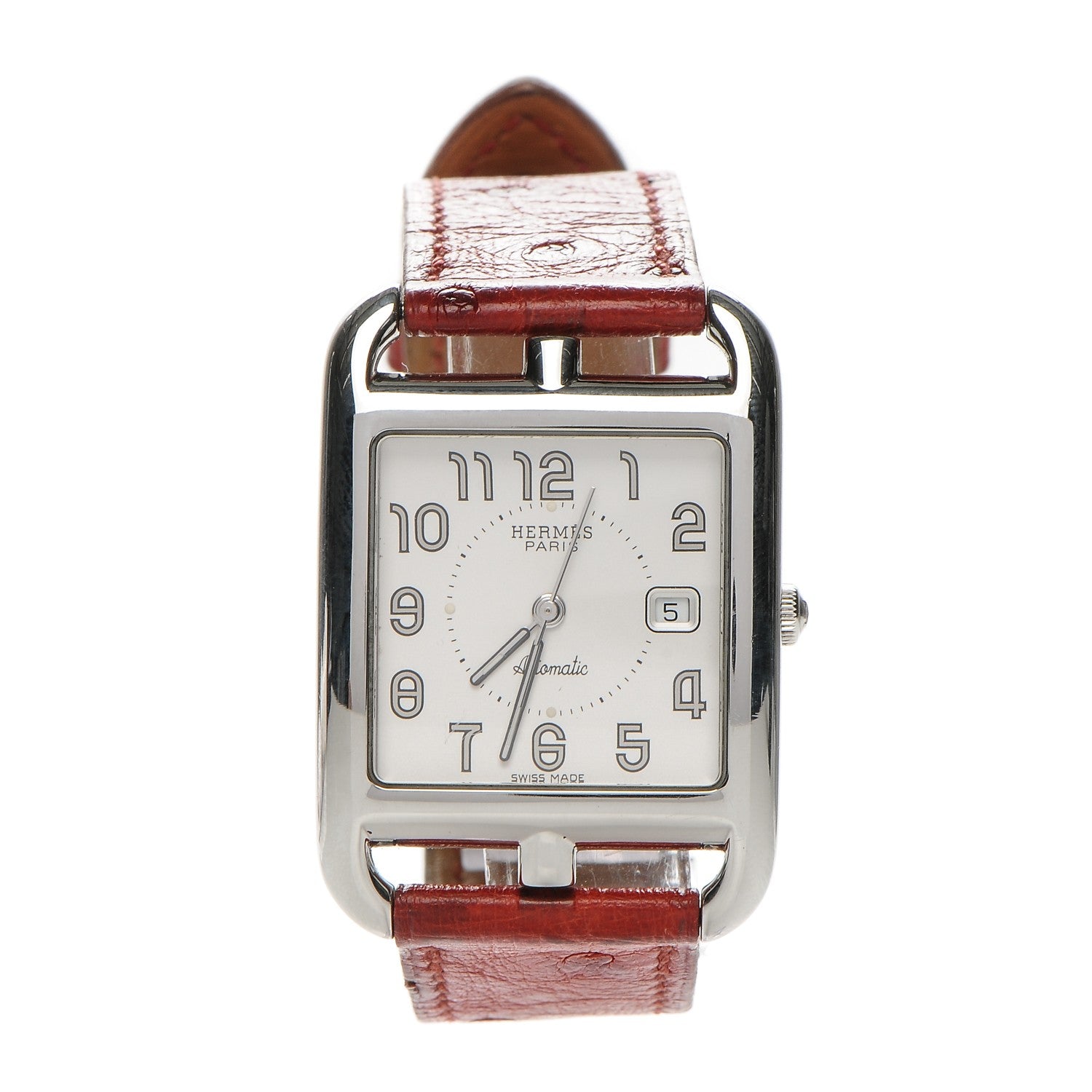 Hermes Stainless Steel Ostrich 29mm Cape Cod Quartz Watch Rouge 1 of 9