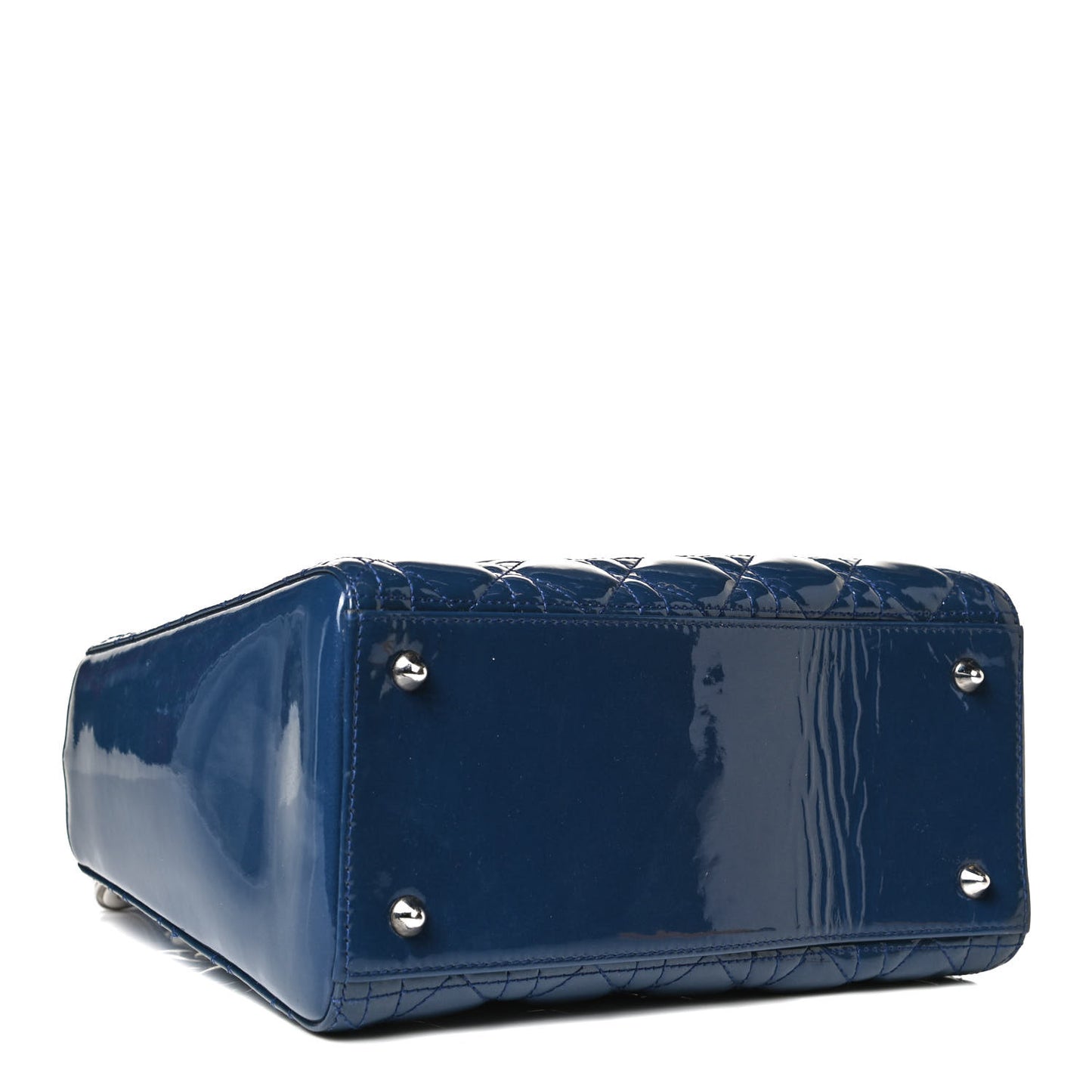 Patent Cannage Medium Lady Dior Blue
