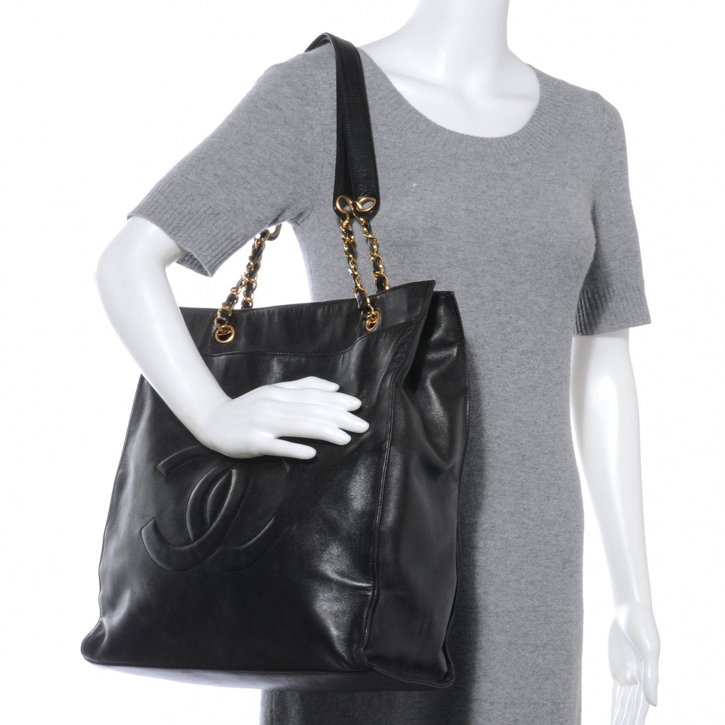 Lambskin CC Shopper Tote Black