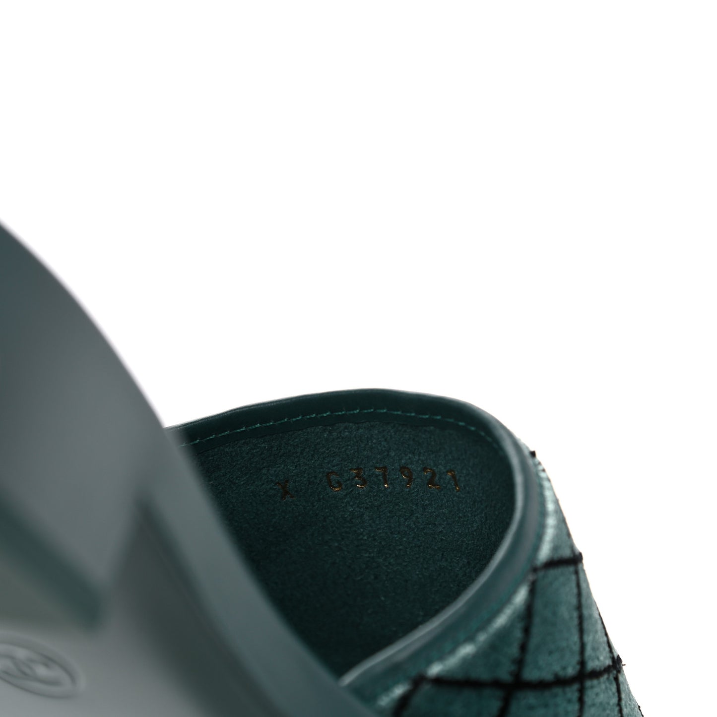Embroidered Fabric Calfskin Slide Sandal 41 Green