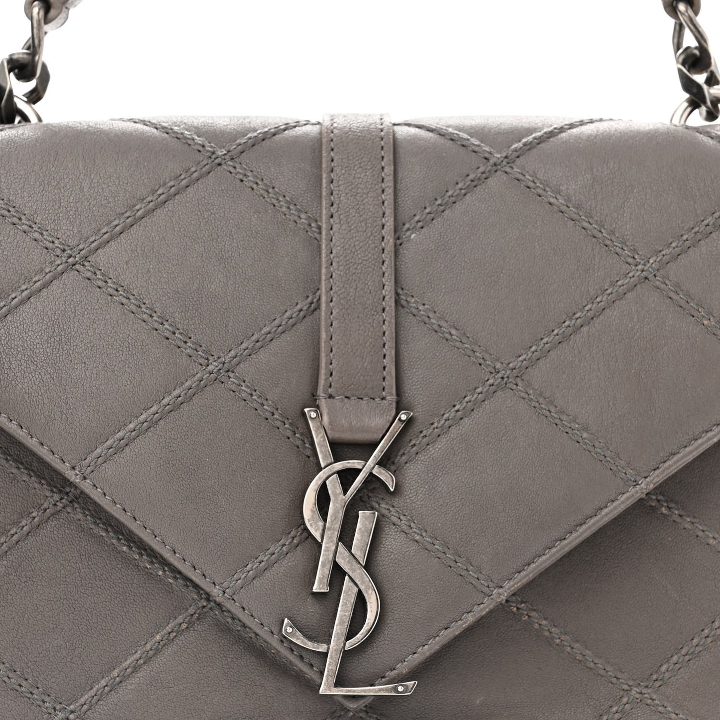 Calfskin Matelasse Diamond Quilted Monogram Medium College Bag Fog