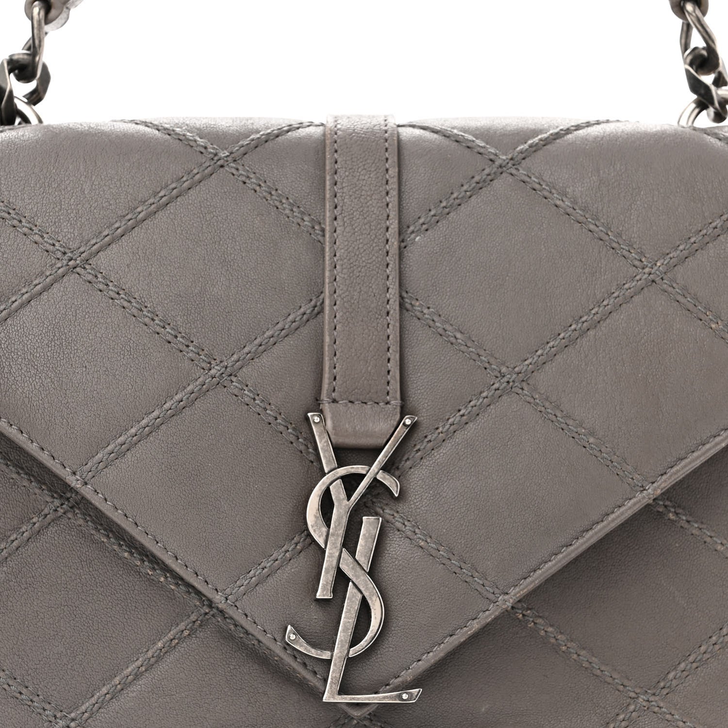 Saint Laurent Calfskin Matelasse Diamond Quilted Monogram Medium College Bag Fog 8 of 11