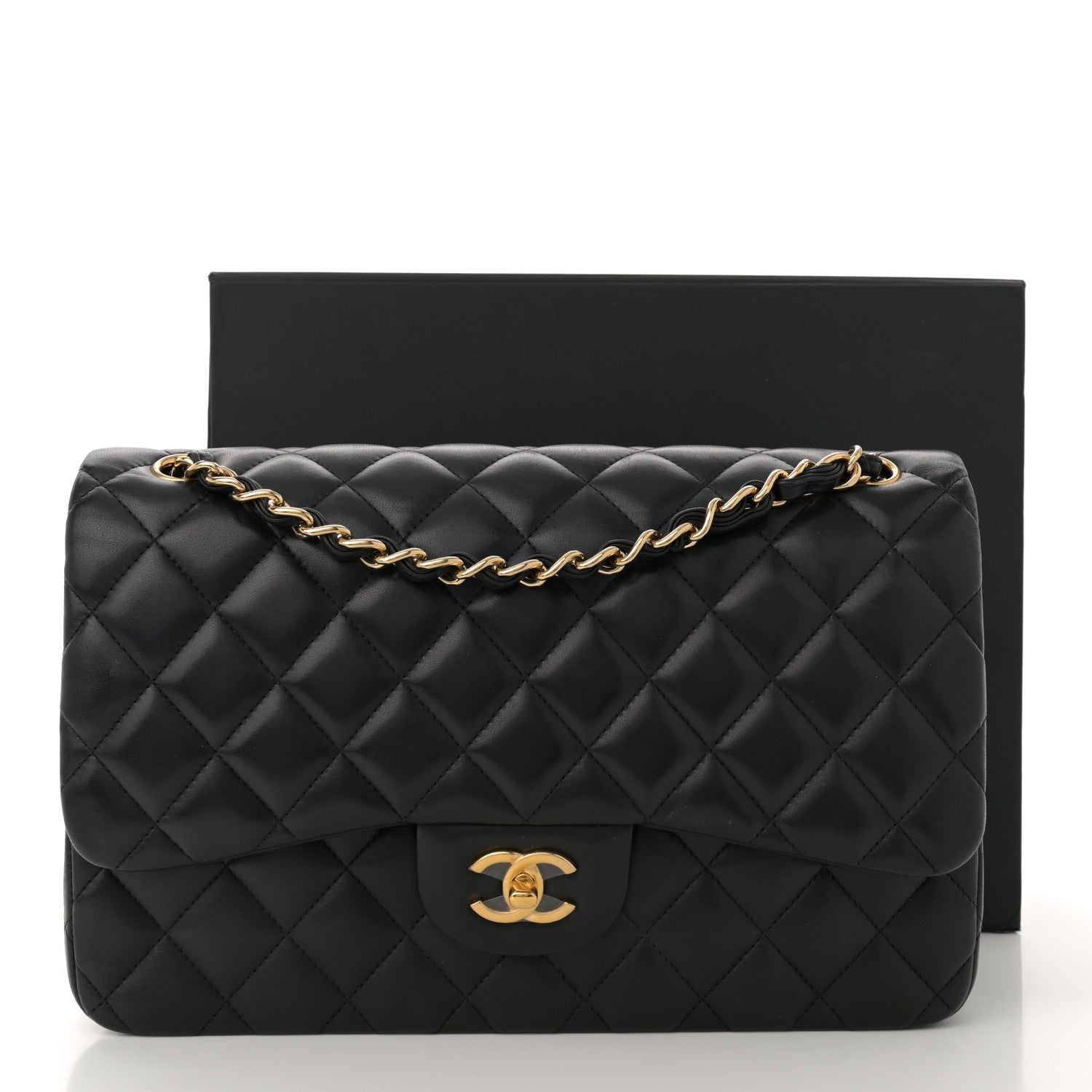 Chanel Lambskin Quilted Jumbo Double Flap Black 14 of 14
