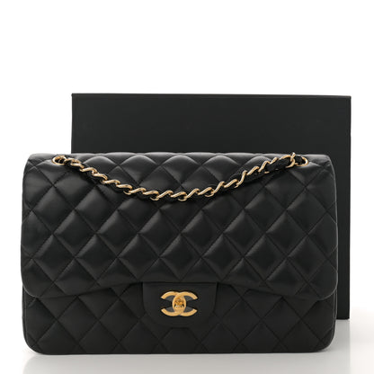Chanel Lambskin Quilted Jumbo Double Flap Black 14 of 14