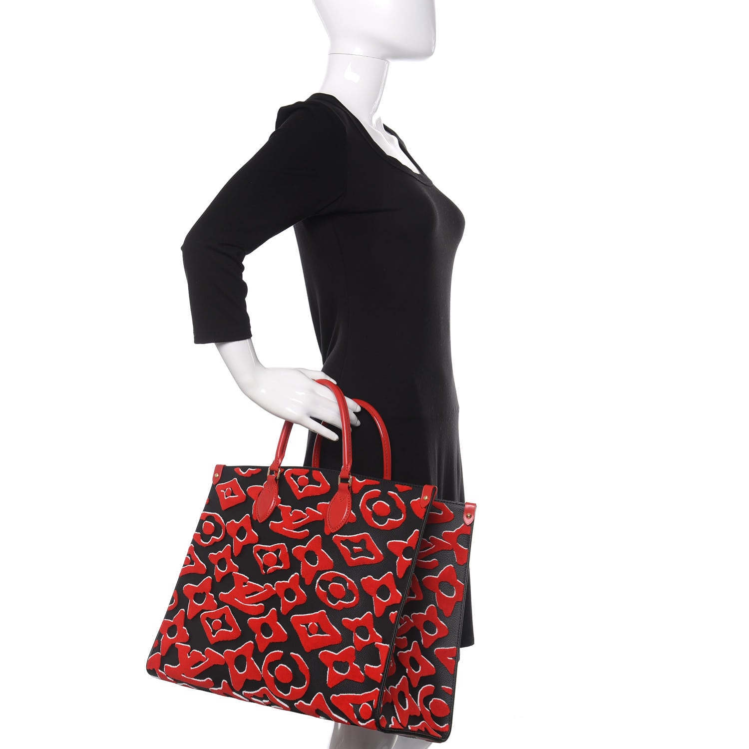Louis Vuitton X UF Tufted Monogram Onthego GM Black Red 3 of 11