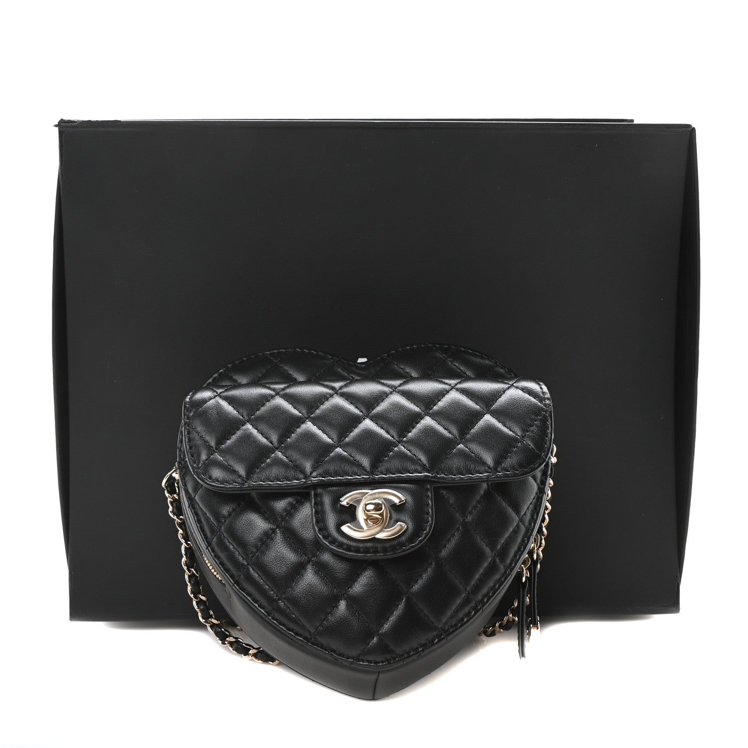 Chanel Lambskin Quilted CC In Love Heart Bag Black 11 of 11