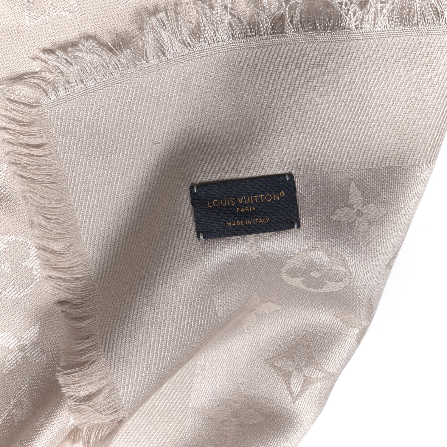 Louis Vuitton Silk Wool Monogram Shawl Greige 3 of 5