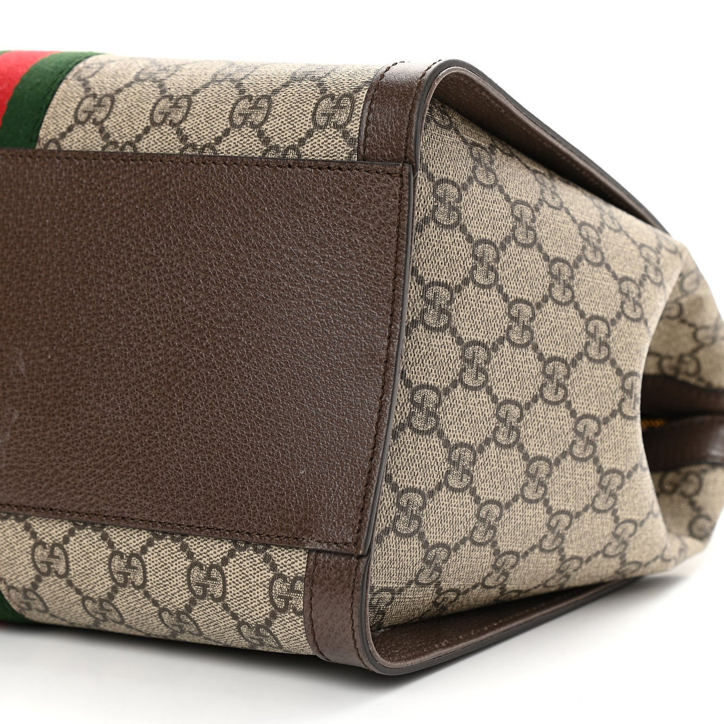 GG Supreme Monogram Web Medium Ophidia Tote Bag Brown