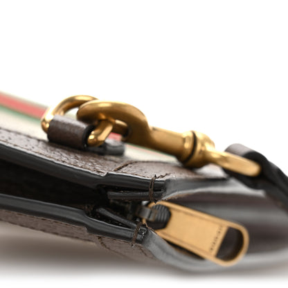 Gucci GG Supreme Monogram Textured Dollar Calfskin Web Small Ophidia Wristlet Pouch Beige Ebony New Acero 9 of 10