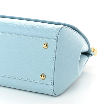 Dolce & Gabbana Dauphine Calfskin Miss Sicily Satchel Light Blue 9 of 9