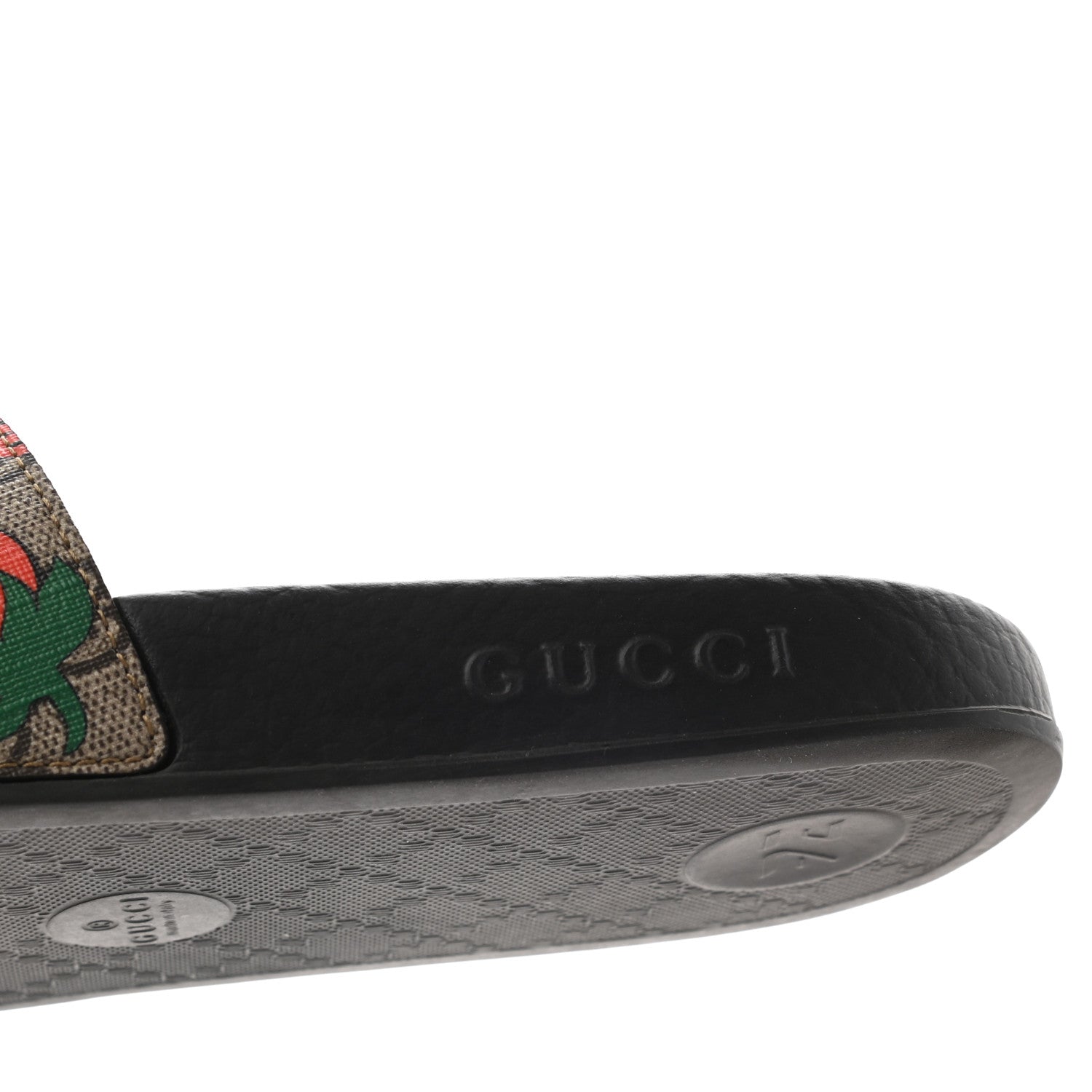 Gucci GG Supreme Monogram Strawberry Slide Sandals 38 Beige Multicolor 6 of 8