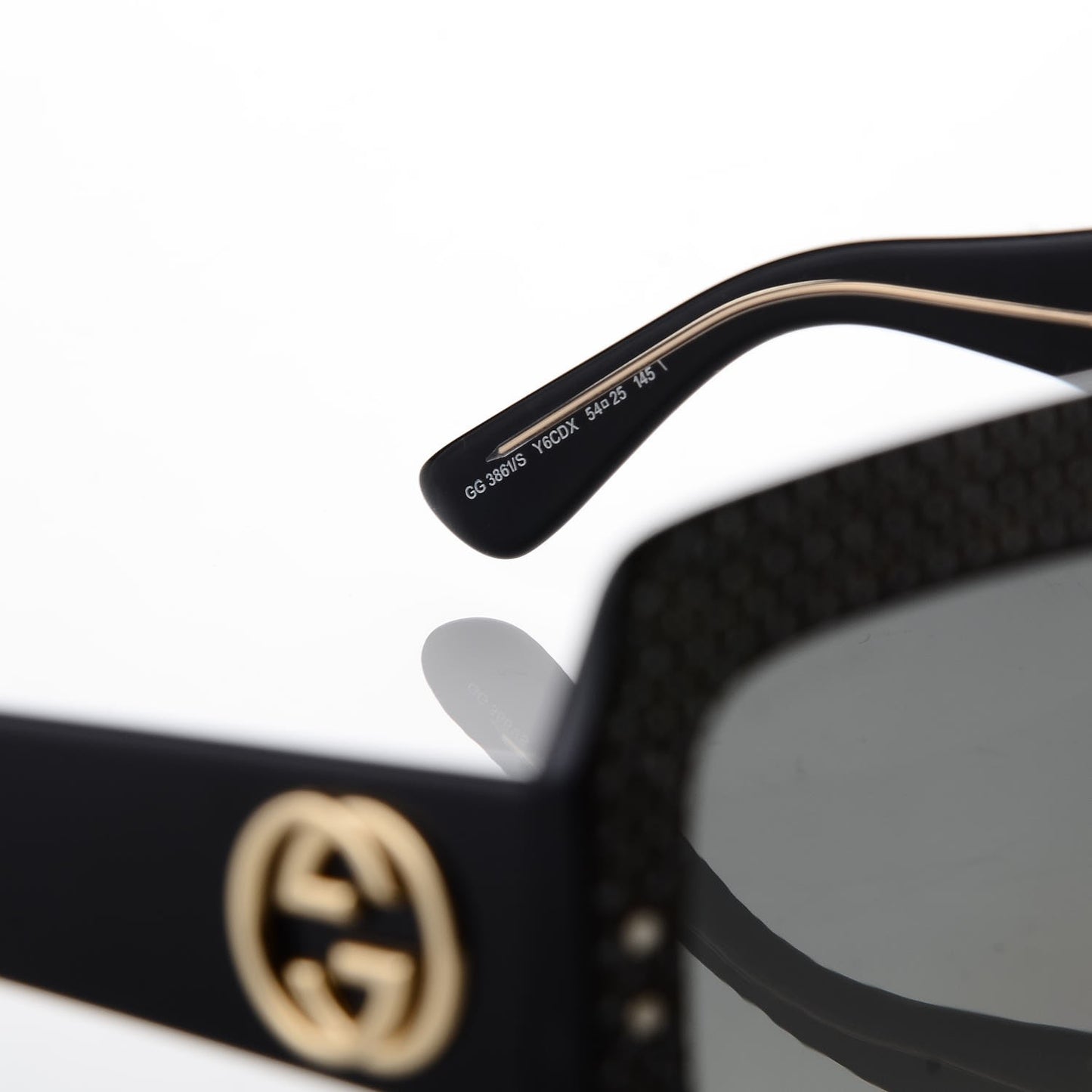 Crystal Square Frame Sunglasses GG3861/S Black