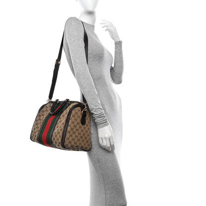 Gucci Monogram Vintage Web Medium Boston Dark Brown 2 of 18