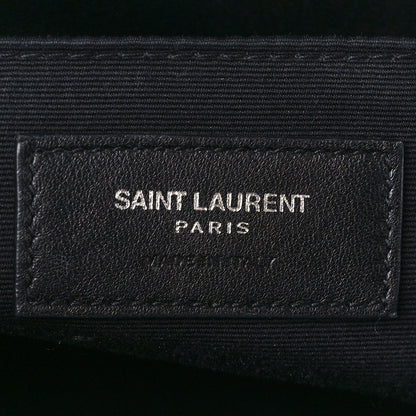 Saint Laurent Cracked Shiny Calfskin Matelasse Monogram Lou Camera Bag Black 6 of 13