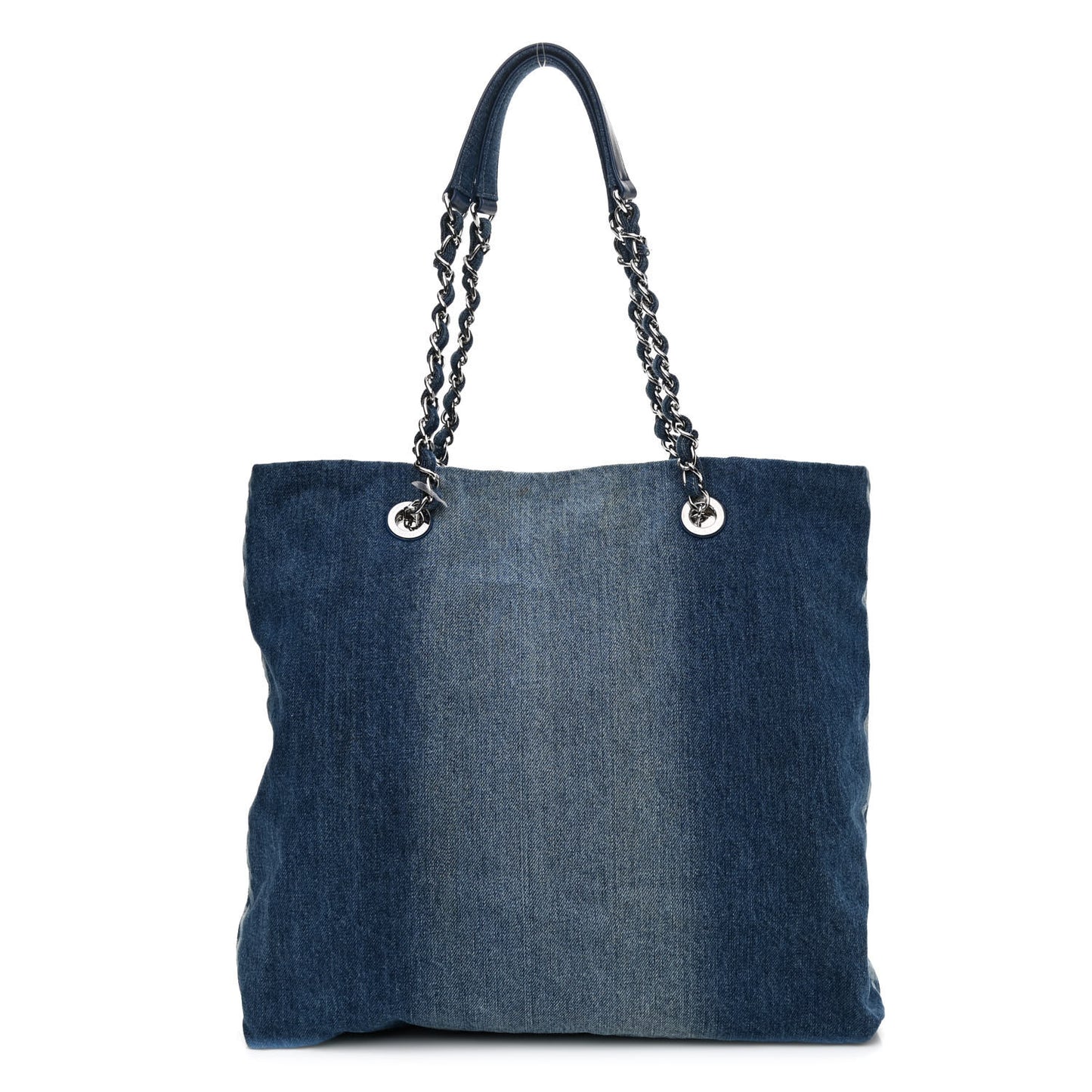 Denim Printed Shopping Bag Blue