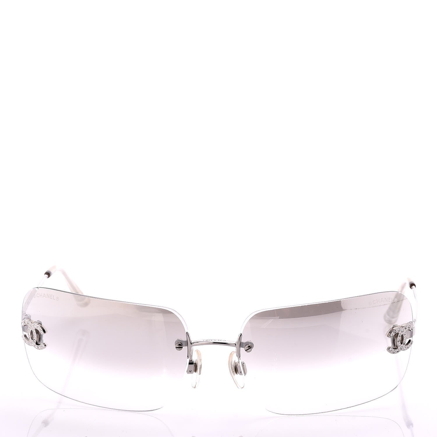 Chanel Metal Crystal CC Logo Sunglasses 4017-D Silver 2 of 6