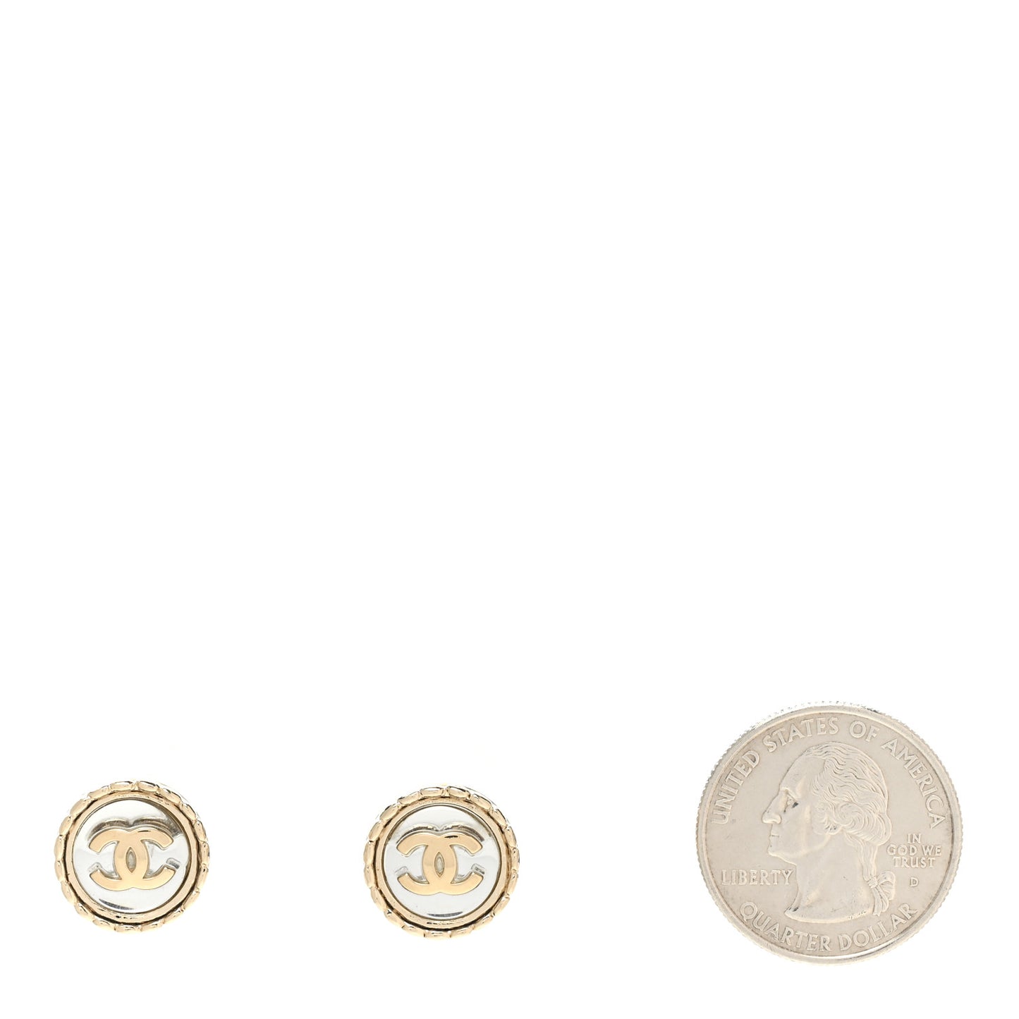 Round CC Stud Earrings Gold Silver