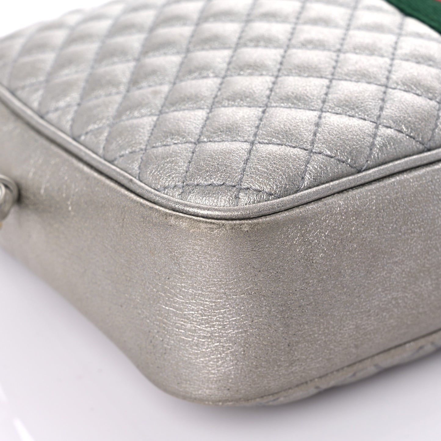 Laminated Nappa Web Trapuntata Small GG Shoulder Bag Argento