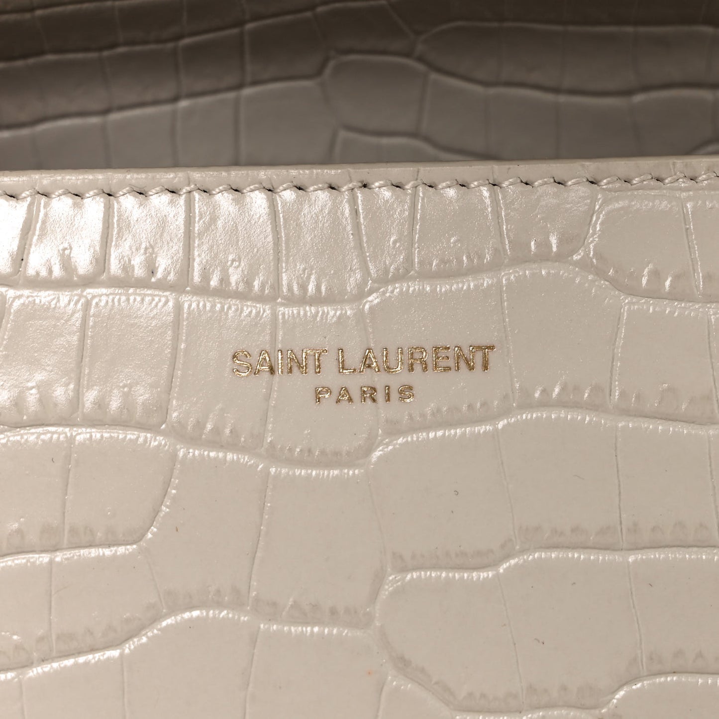 Crocodile Embossed Mini Classic Monogram Cassandra Top Handle Crema Soft