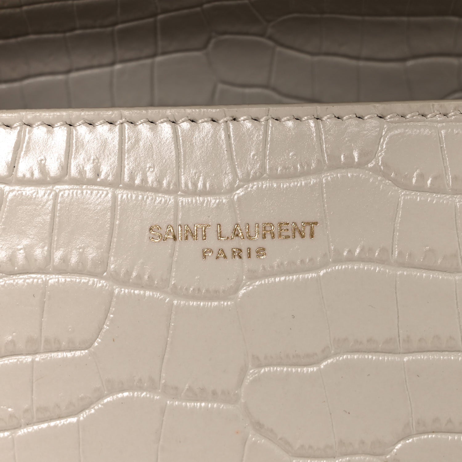 Saint Laurent Crocodile Embossed Mini Classic Monogram Cassandra Top Handle Crema Soft 6 of 8