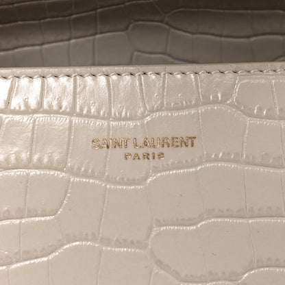 Saint Laurent Crocodile Embossed Mini Classic Monogram Cassandra Top Handle Crema Soft 6 of 8