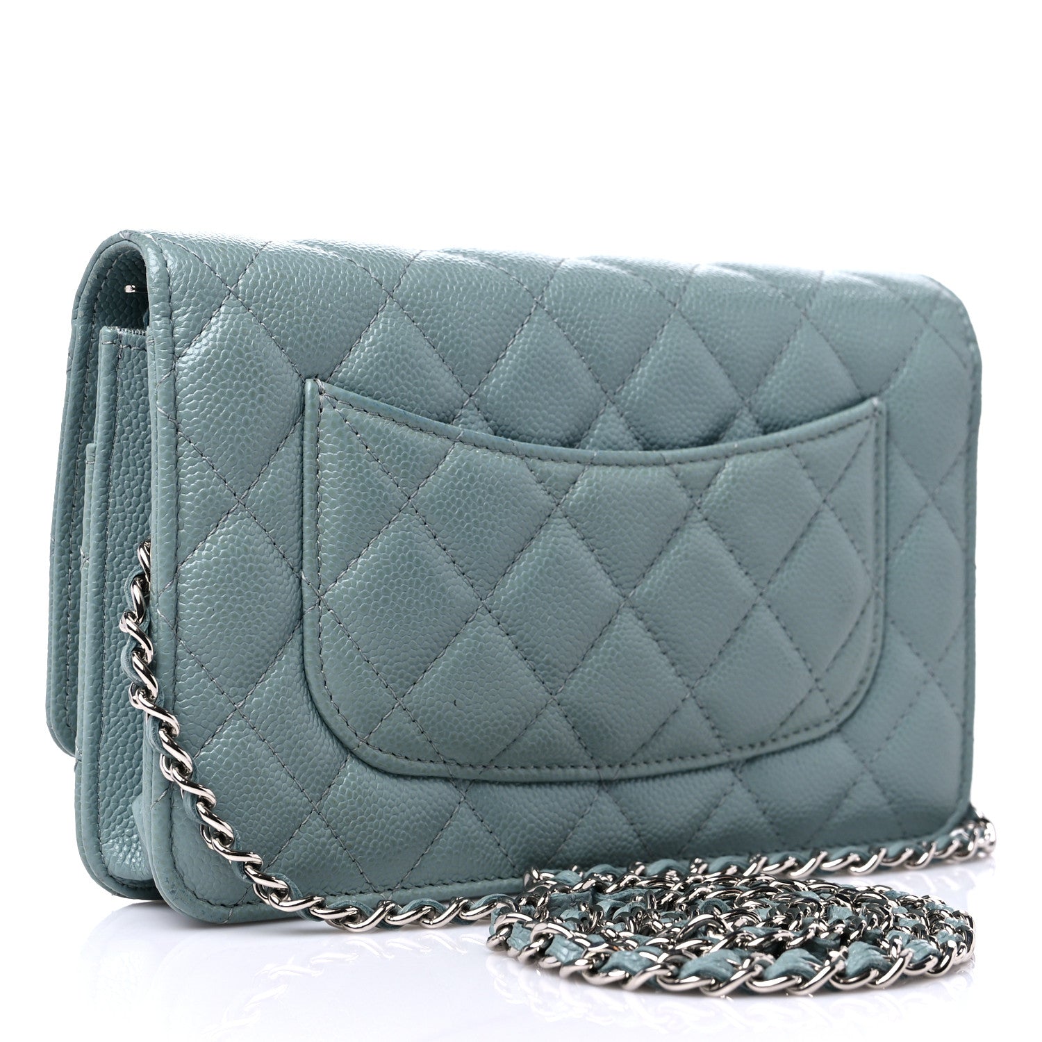 Chanel Caviar Quilted Wallet On Chain WOC Light Blue 3 of 15