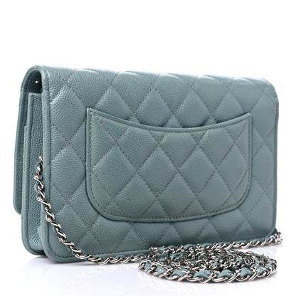 Chanel Caviar Quilted Wallet On Chain WOC Light Blue 3 of 15