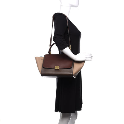 Celine Sleek Calfskin Tri-color Small Trapeze Wine 2 of 11