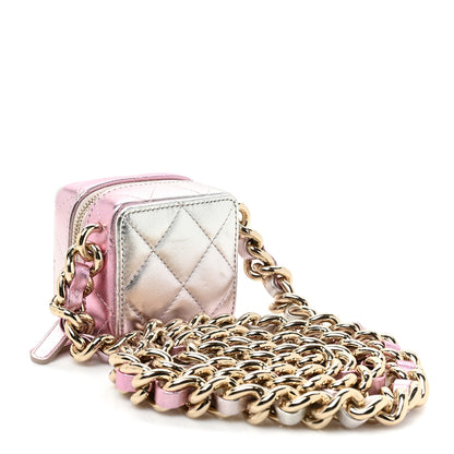 Chanel Gradient Metallic Lambskin Quilted Like A Wallet Clutch With Chain Gold Pink 3 of 9