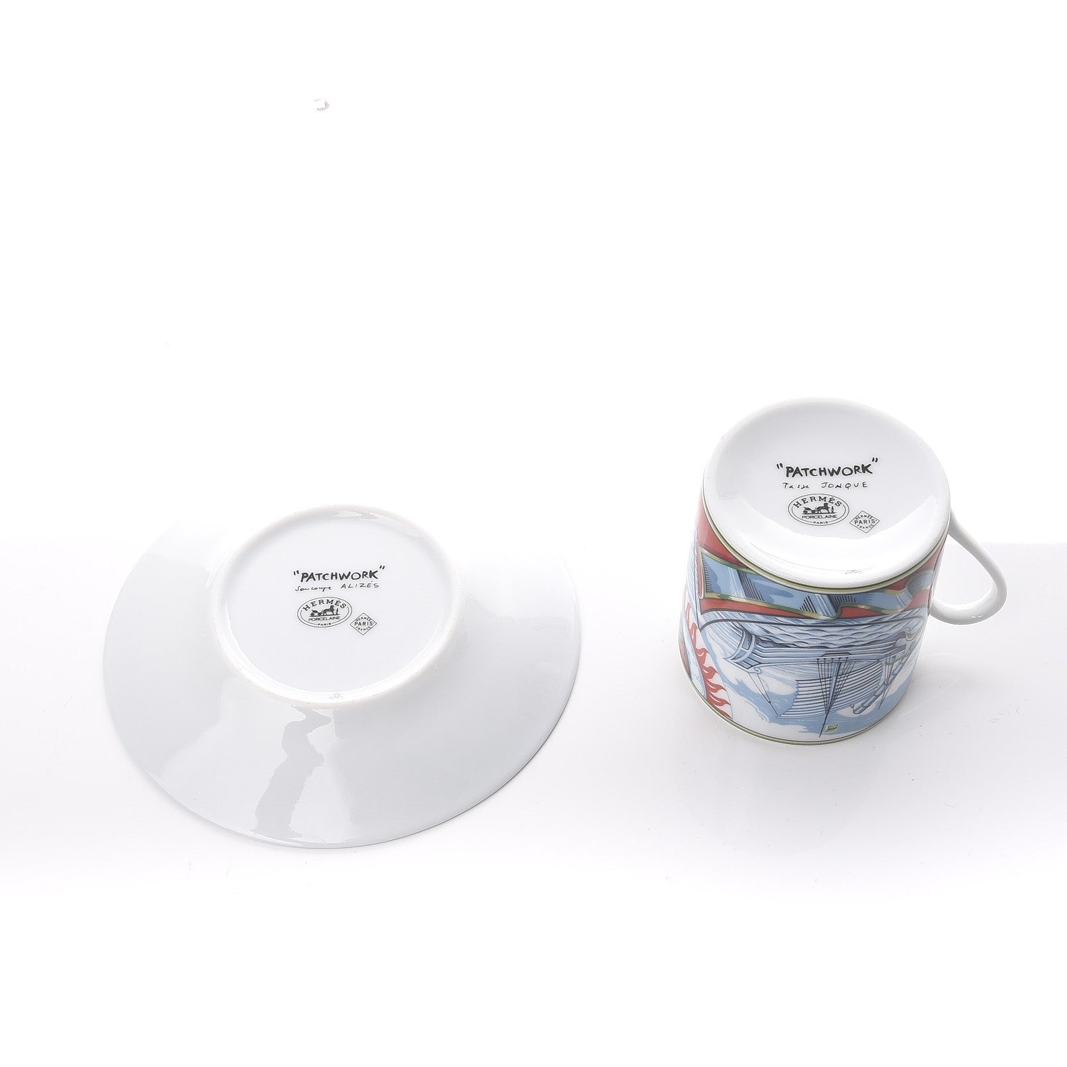 Hermes Porcelain Patchwork Tea Cup And Saucer Set of 2 3 of 6
