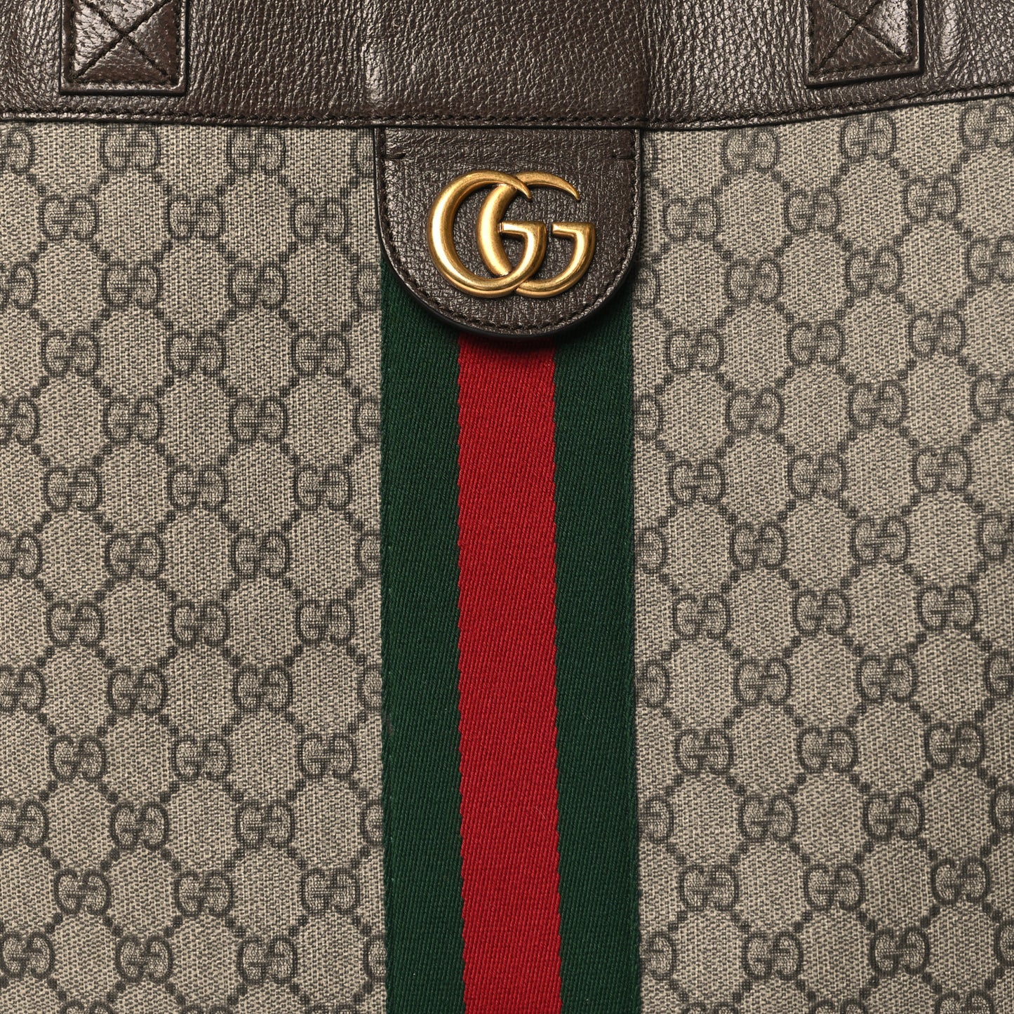 GG Supreme Monogram Web Large Ophidia Vertical Shopping Tote Brown