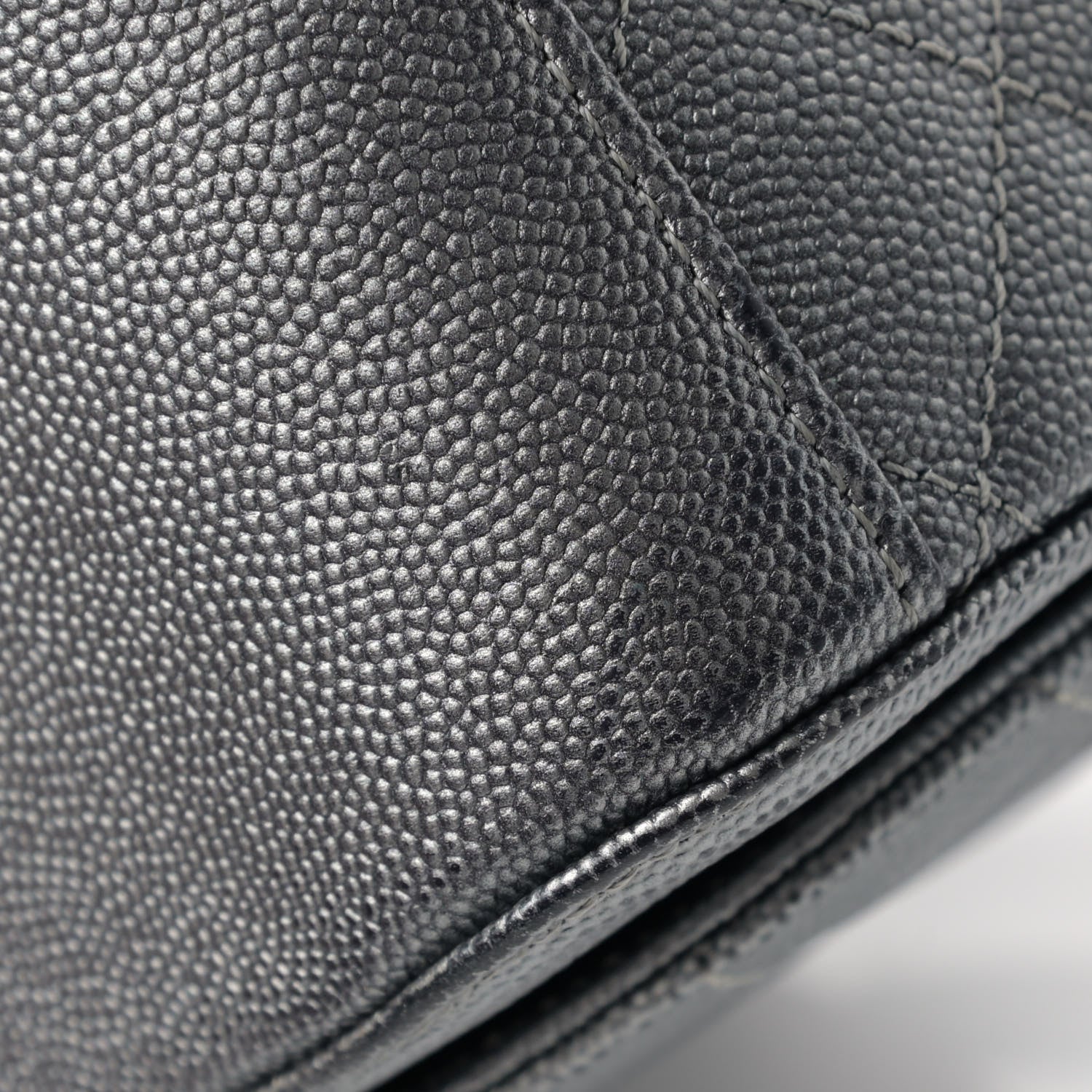 Chanel Metallic Caviar Small Coco Curve Vanity Bag Black Ruthenium Navy Blue Silver 11 of 11