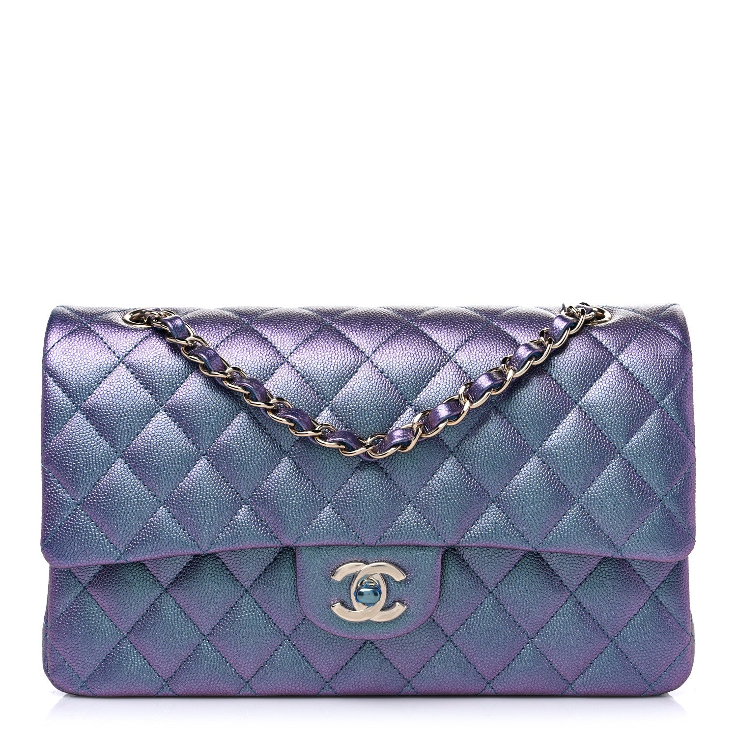Chanel Iridescent Caviar Quilted Medium Double Flap Dark Blue 1 of 10