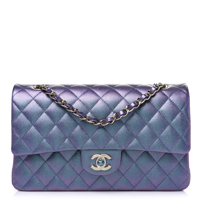 Chanel Iridescent Caviar Quilted Medium Double Flap Dark Blue 1 of 10