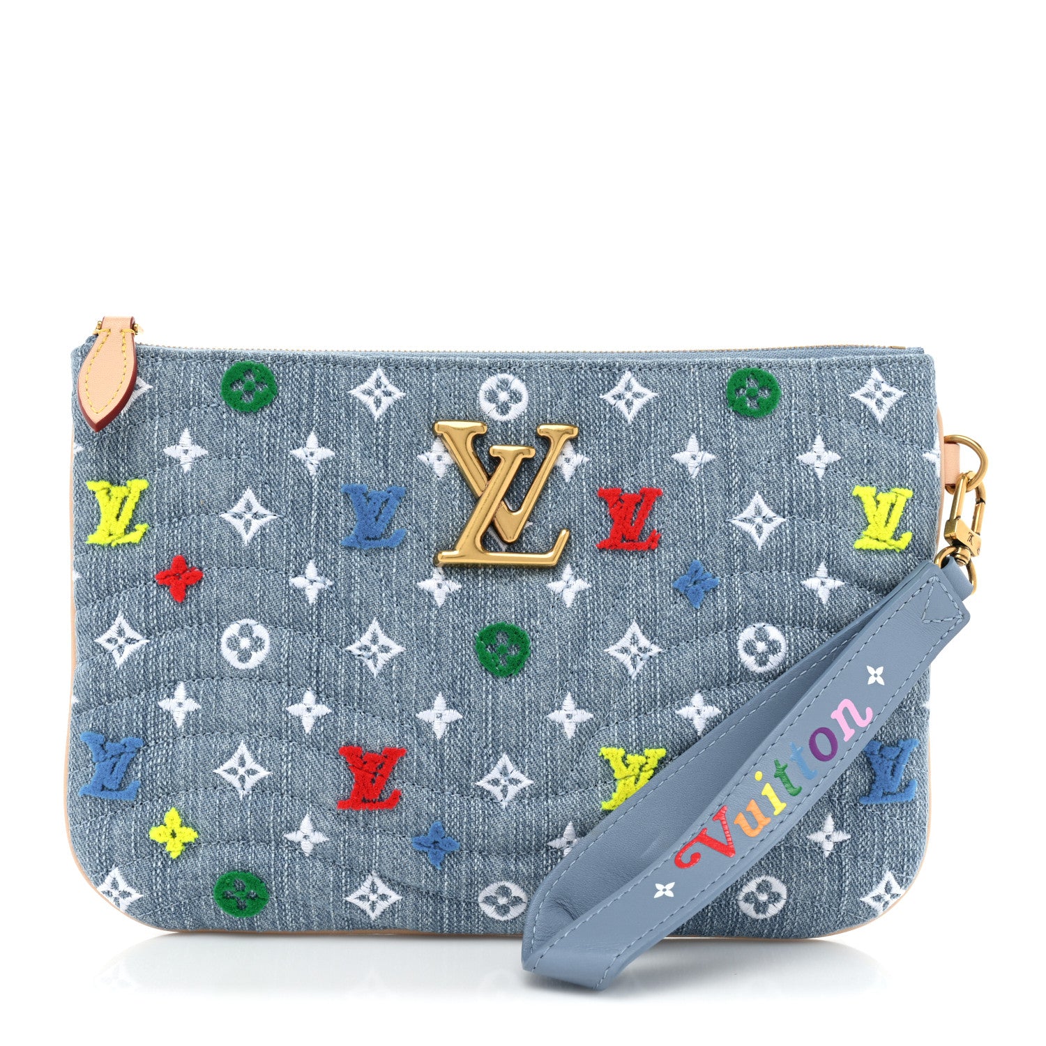 Louis Vuitton Embroidered Monogram Denim New Wave Zipped Pochette
