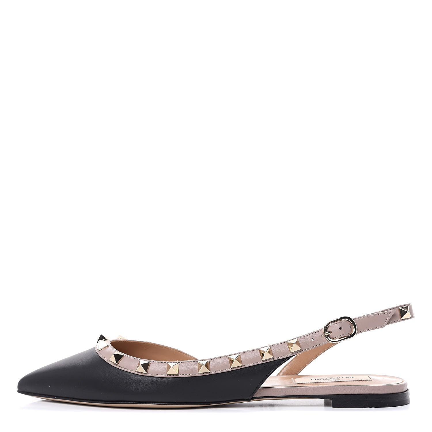 Valentino Garavani Nappa Rockstud Slingback Flats 37 Black Poudre 1 of 9