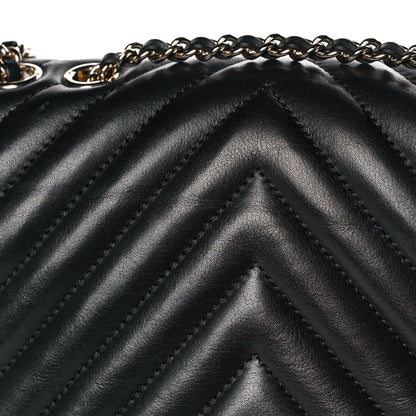 Chanel Calfskin Chevron Quilted Medium Statement Flap Black 15 of 16