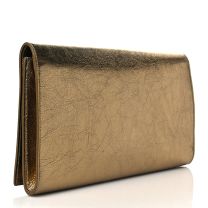 Saint Laurent Metallic Textured Calfskin Monogram Large Belle De Jour Clutch Gold 3 of 10