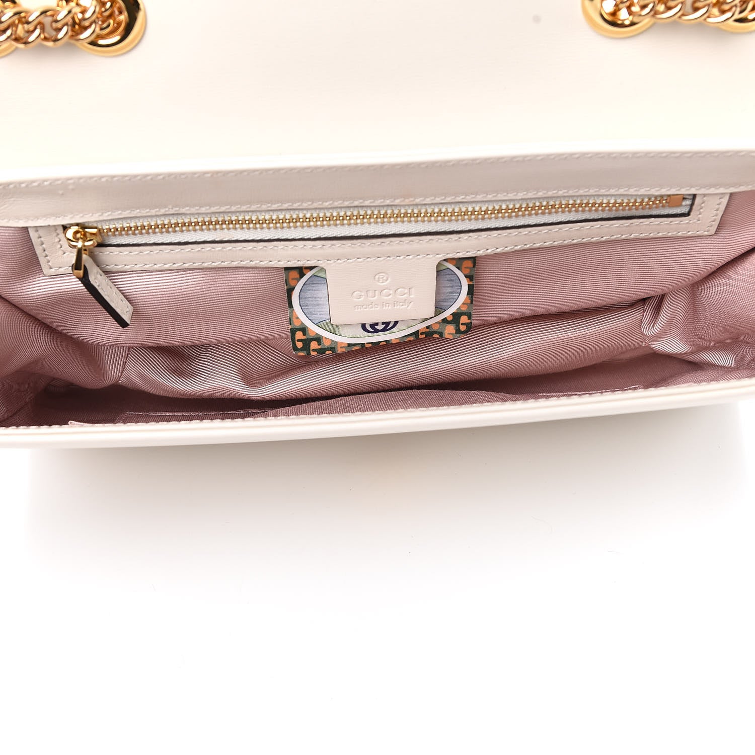 Gucci Vitello Palmellato Lux Crystal Medium Rajah Shoulder Bag Mystic White Multicolor 5 of 10