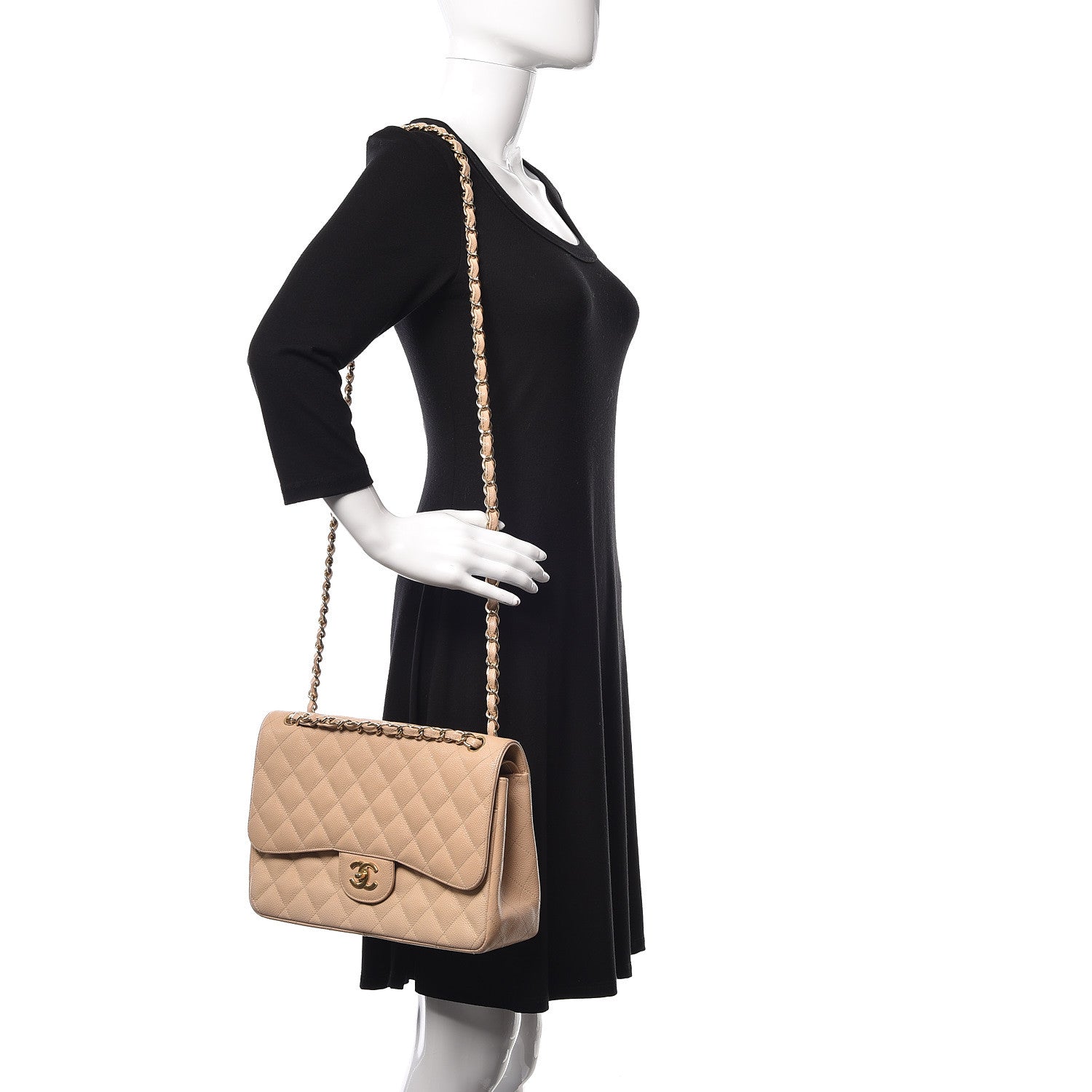 Chanel Caviar Quilted Jumbo Double Flap Beige Clair 2 of 17