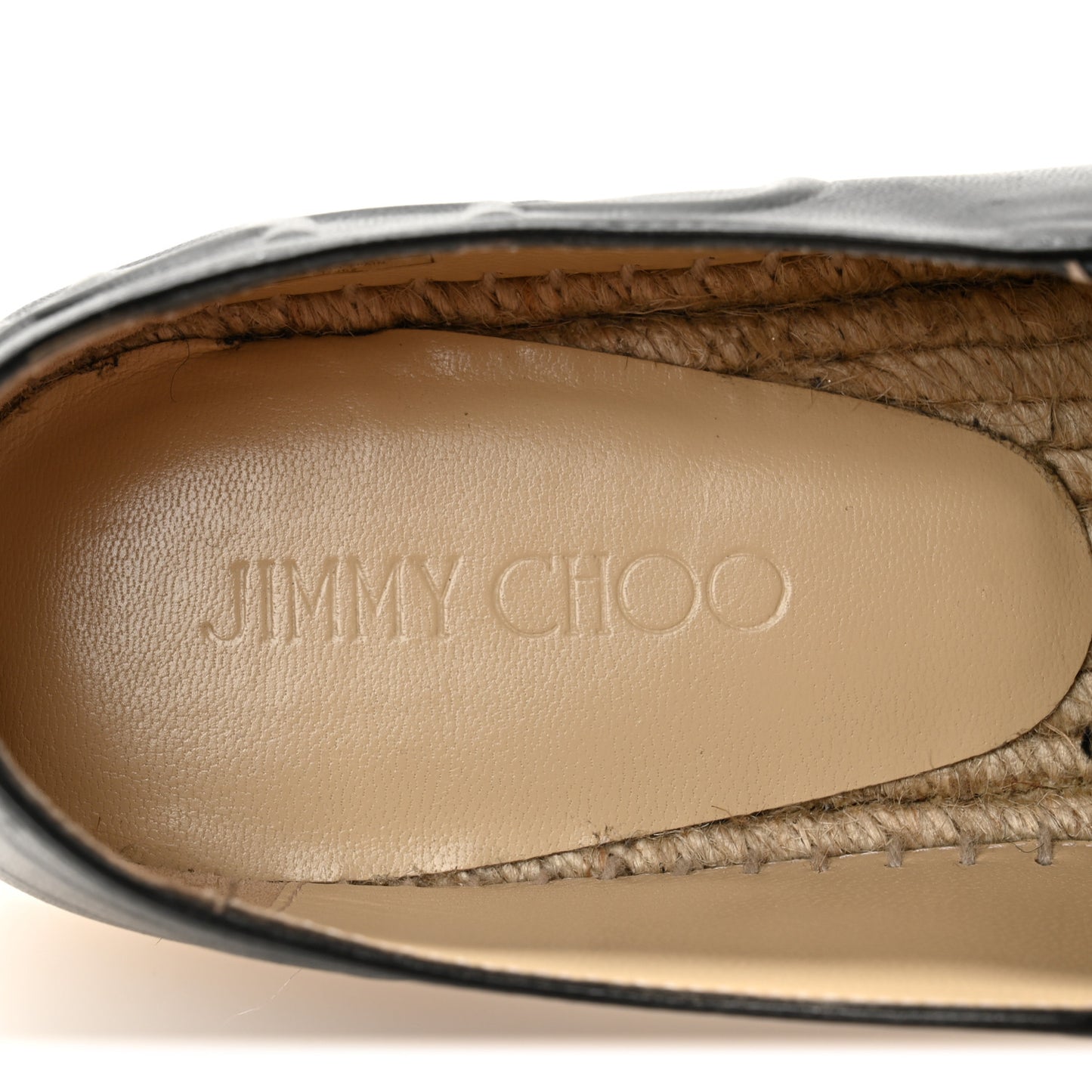 Calfskin Litchi Flat Espadrilles 39 Black