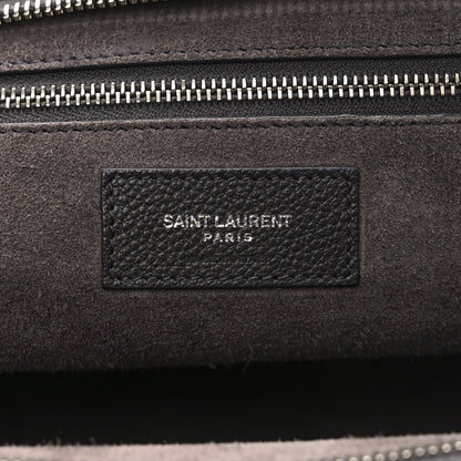 Saint Laurent Grained Calfskin Medium Cabas Rive Gauche Coal 6 of 9