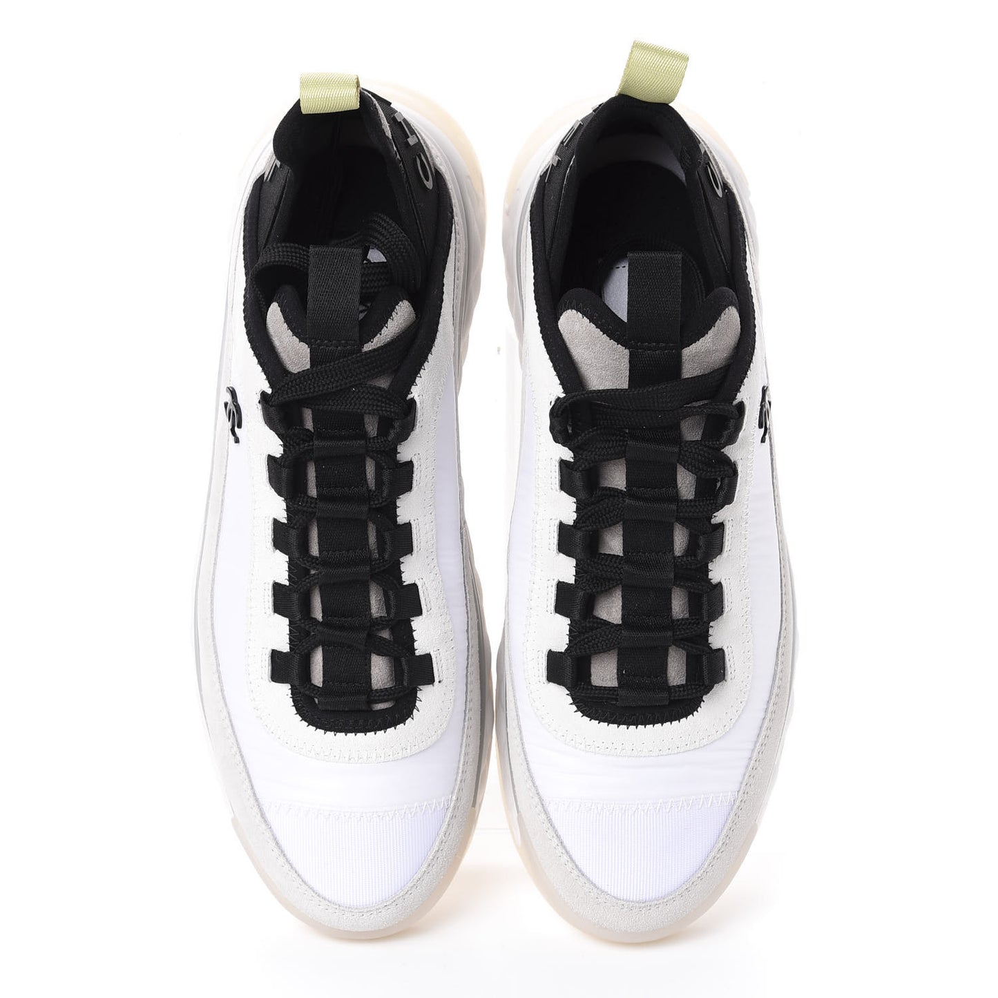 Nylon Calfskin Suede CC Sneakers 38.5 White Grey Yellow