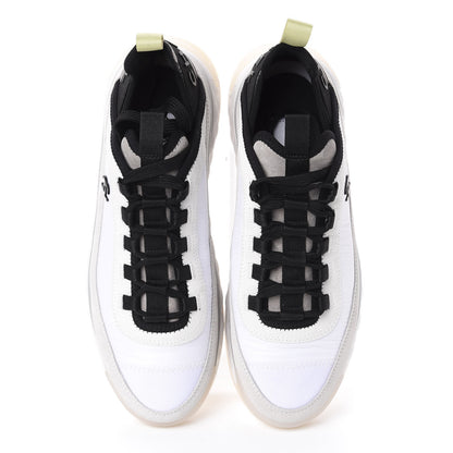 Chanel Nylon Calfskin Suede CC Sneakers 38.5 White Grey Yellow 5 of 10