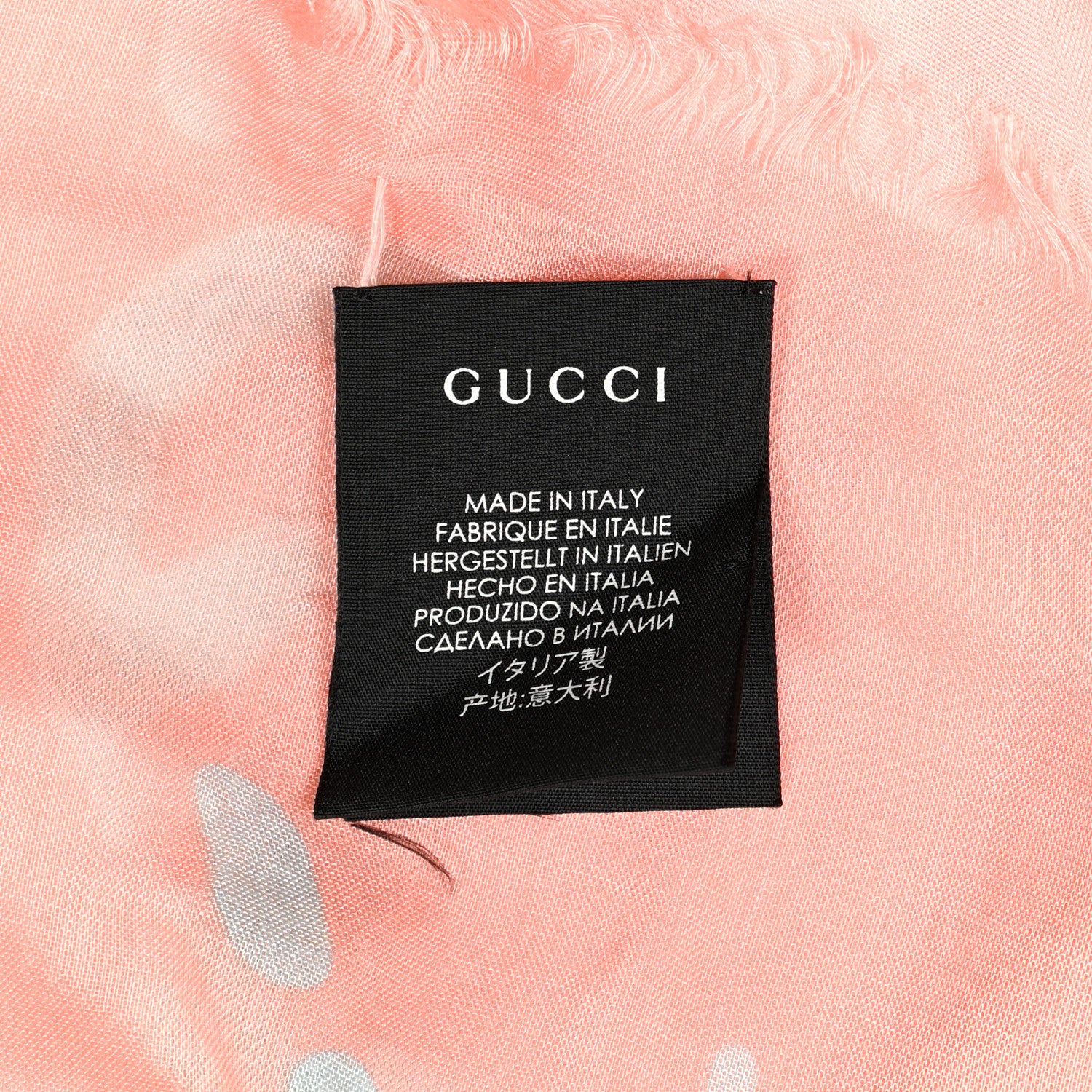 Gucci Modal Silk GG Writers Fringe Shawl Old Rose Sky Blue 4 of 5