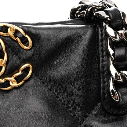 Chanel Lambskin Quilted Chanel 19 East West Shopping Bag Black 12 of 12