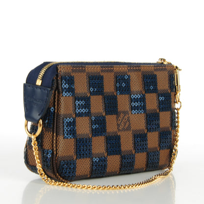 Louis Vuitton Damier Paillettes Mini Pochette Accessories Blue 3 of 7