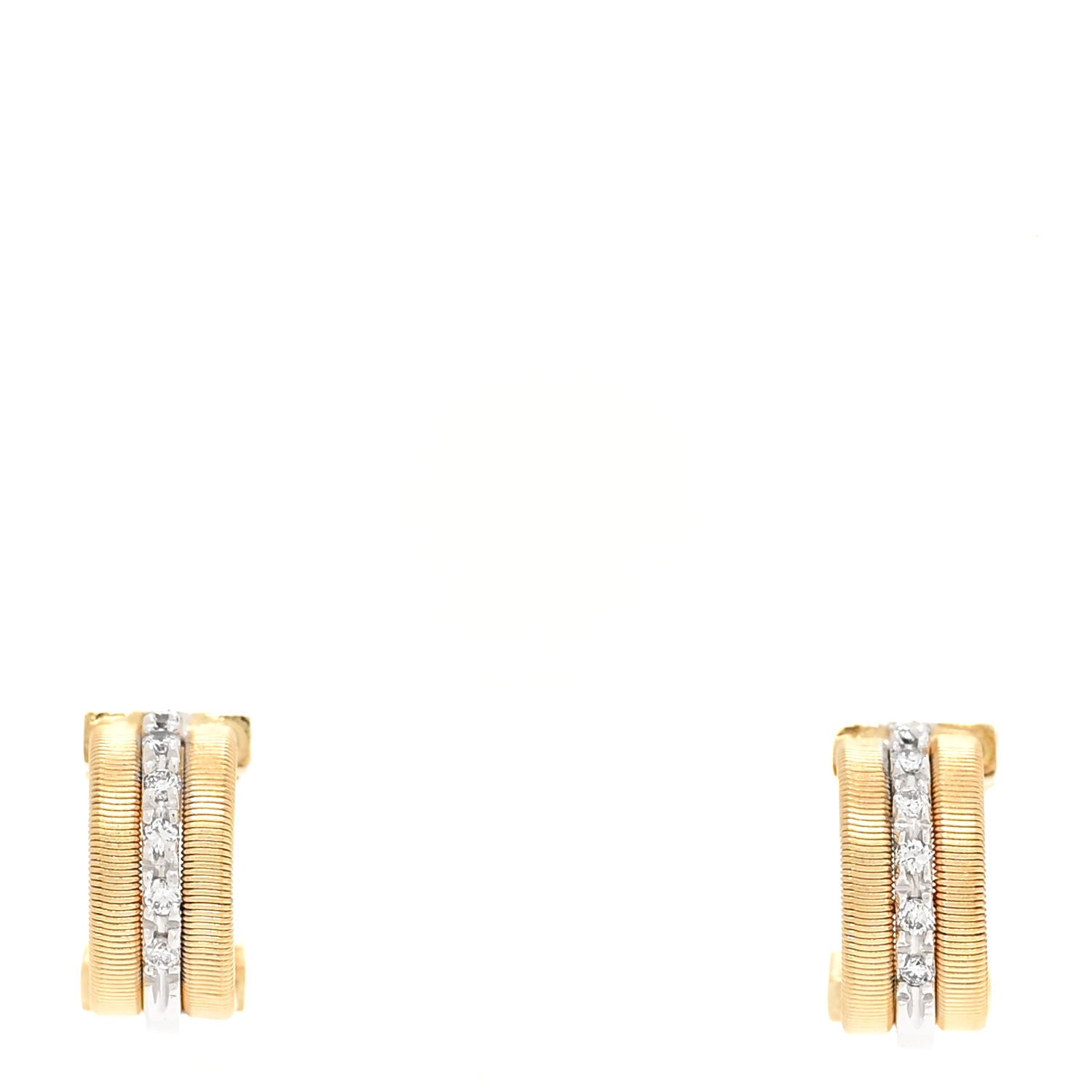 Marco Bicego 18K Yellow White Gold Diamond Masai Coil Hoop Earrings 1 of 6
