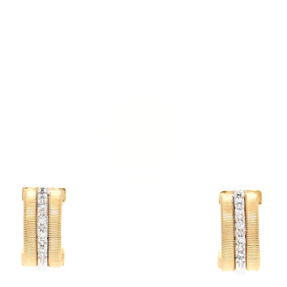 Marco Bicego 18K Yellow White Gold Diamond Masai Coil Hoop Earrings 1 of 6